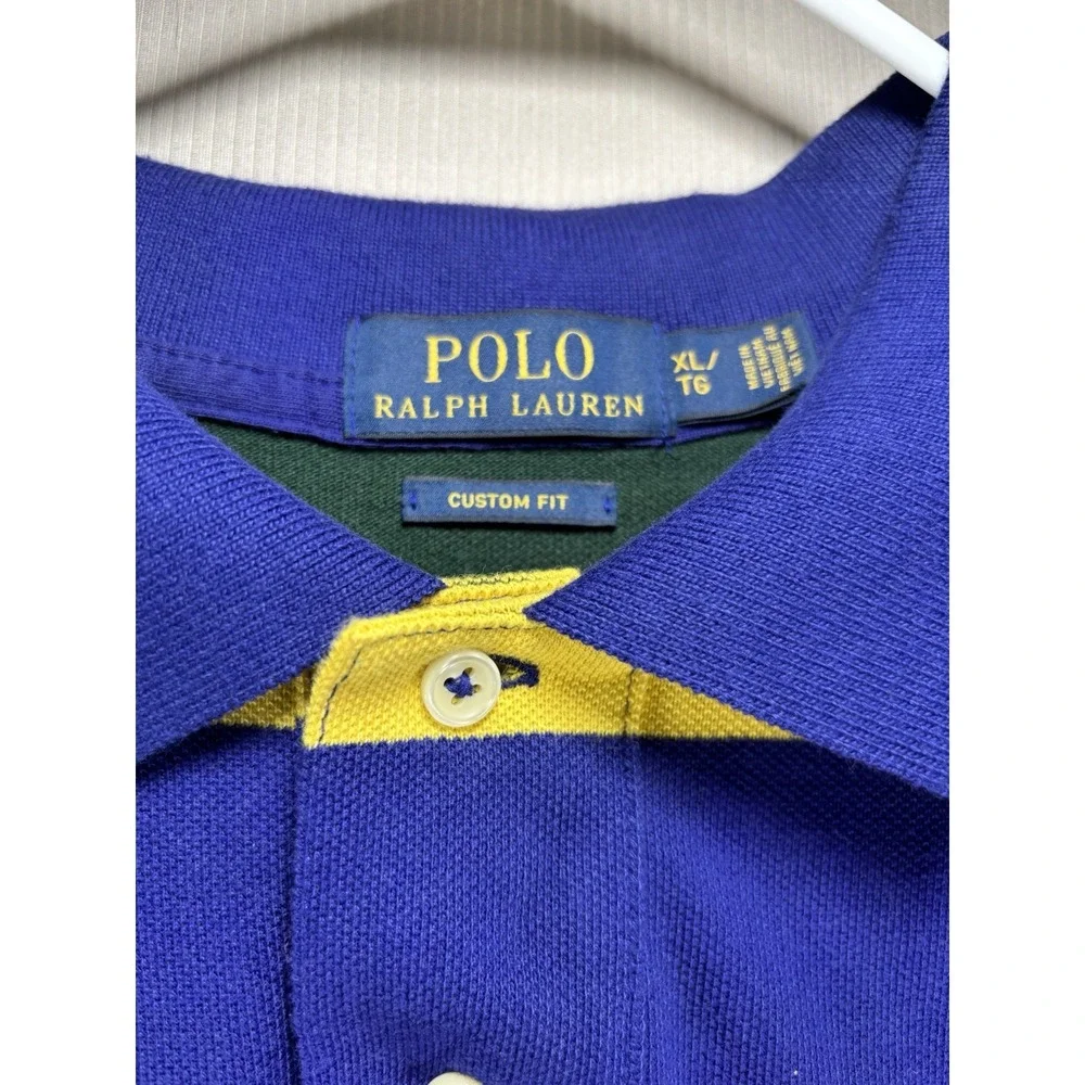 Polo Ralph Lauren Multi Striped 100% Cotton Mesh Polo Shirt Men's XL